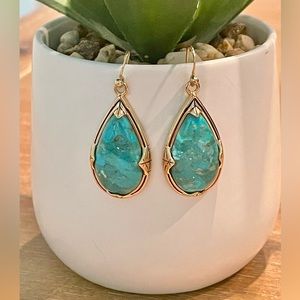 Barse NWOT genuine turquoise bronze teardrop earrings